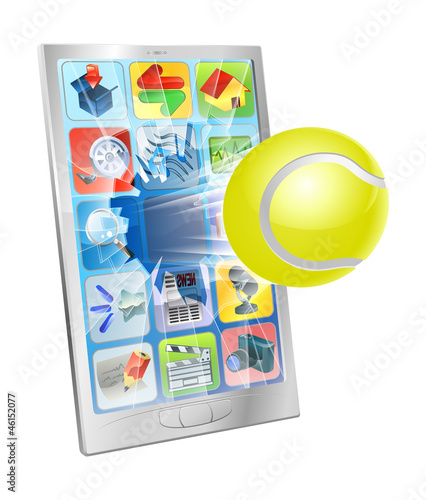 Tennis ball flying out of cell phone