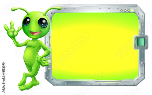 Alien with sign or screen