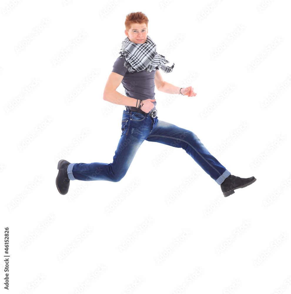 Handsome man jumping. Handsome man jumping.