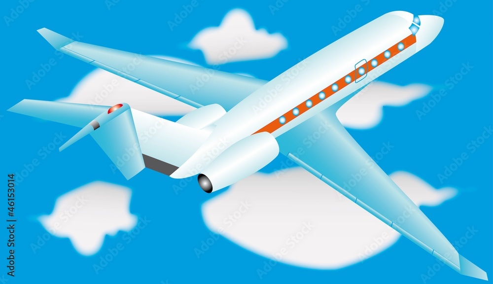 Airplane in a sky with clouds, eps10 Airplane in a sky with clouds, eps10