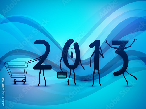 Happy New Year background with 2013 text as a human being enjoyi