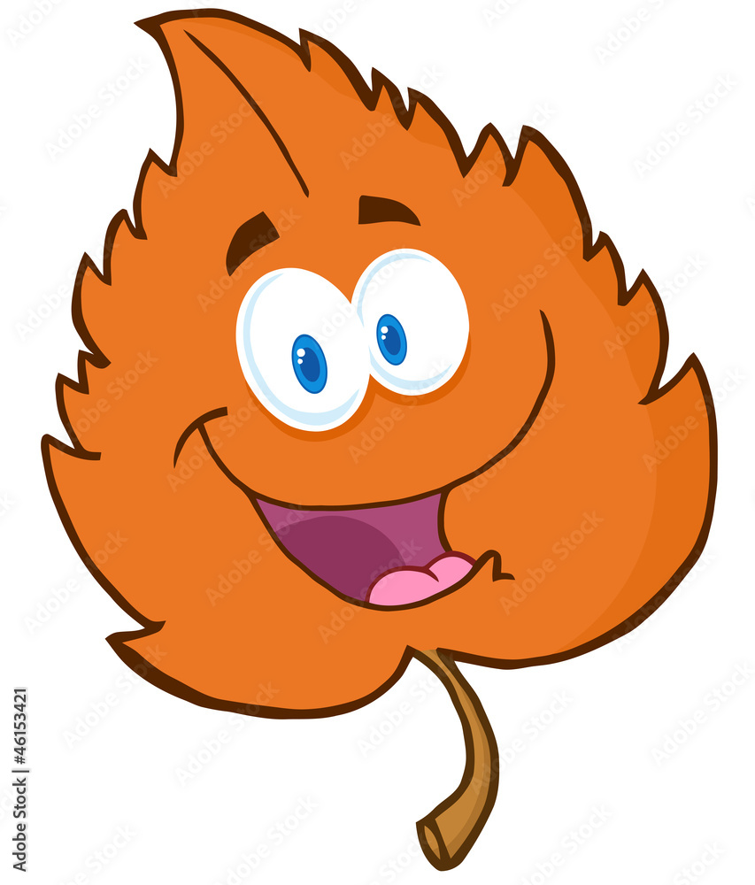 Happy Orange Leaf Cartoon Character