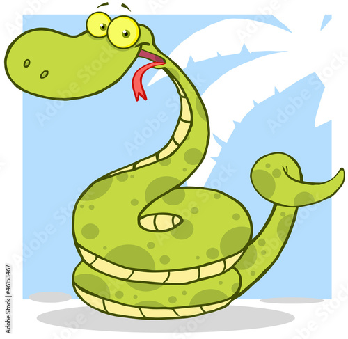 Happy Snake Cartoon Character © HitToon.com