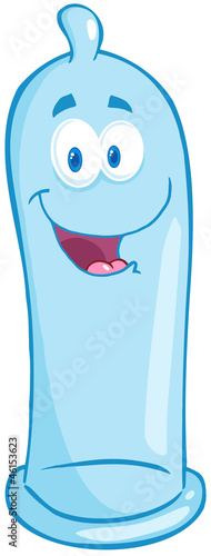 Happy Condom Cartoon Mascot Character