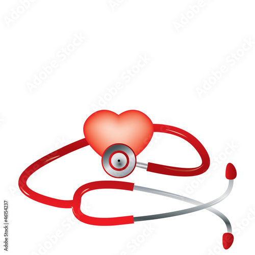 Red stethoscope and red heart vector