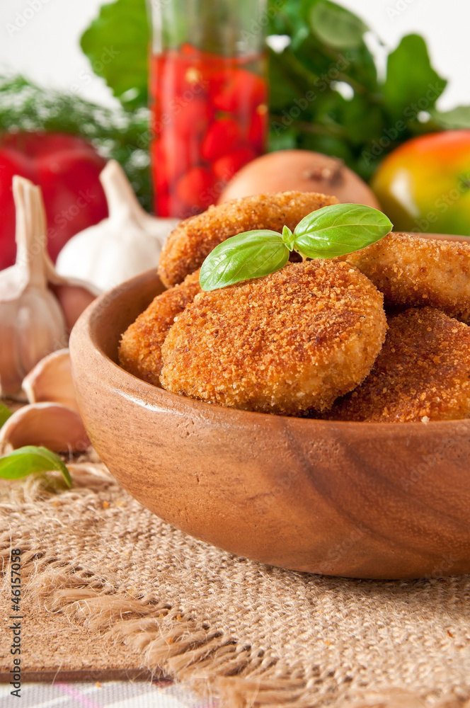 delicious fresh cutlets in a bowl delicious fresh cutlets in a bowl