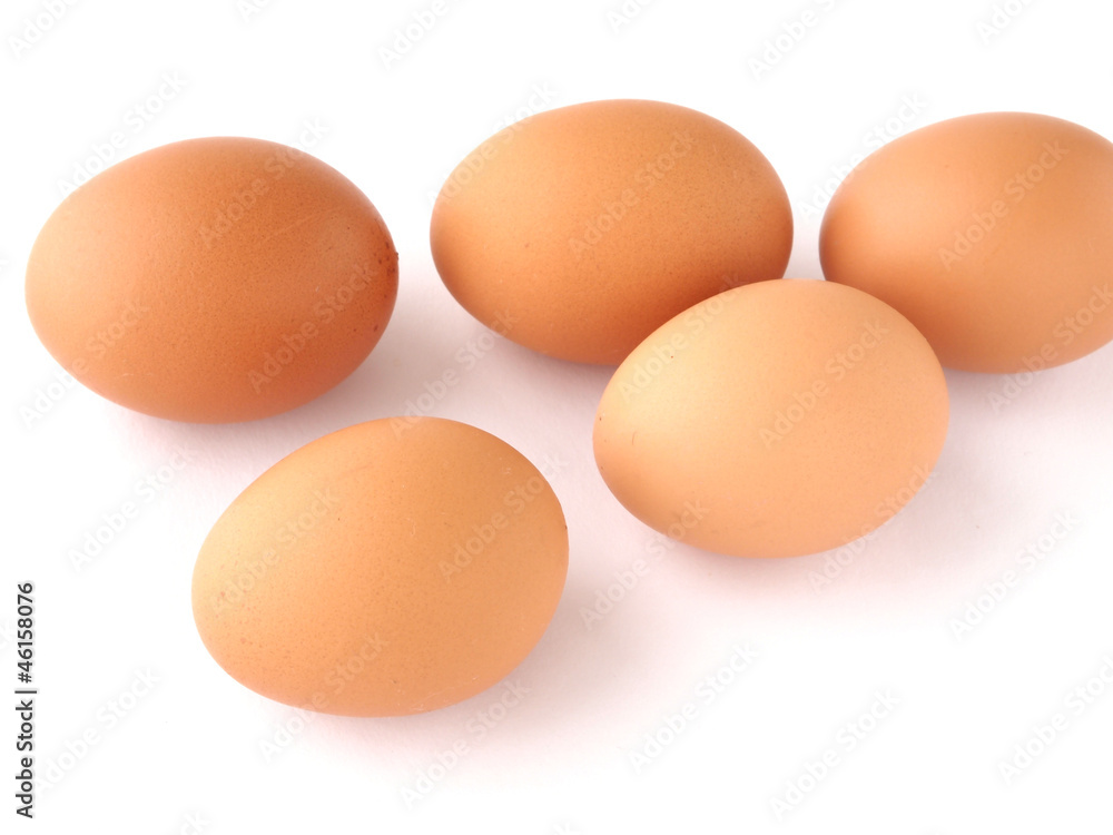 Japanese fresh brown eggs isolated on white background