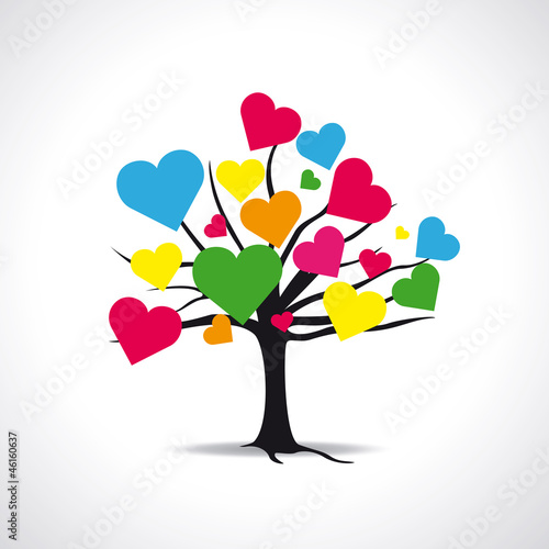 Arbre cœurs multicolores