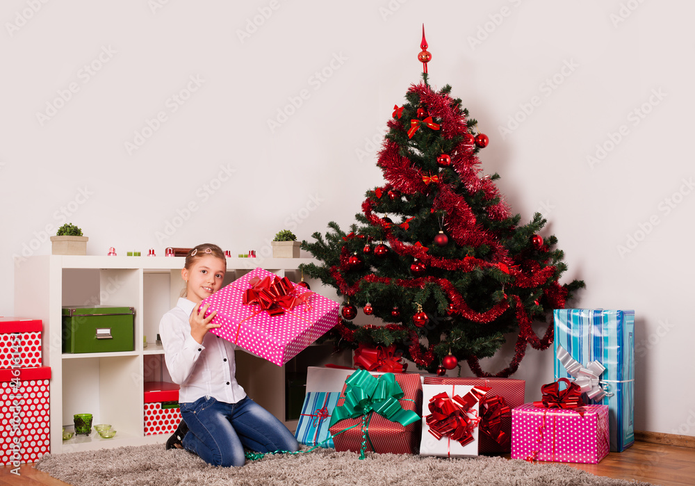 Happy kids with christmas present Happy kids with christmas present