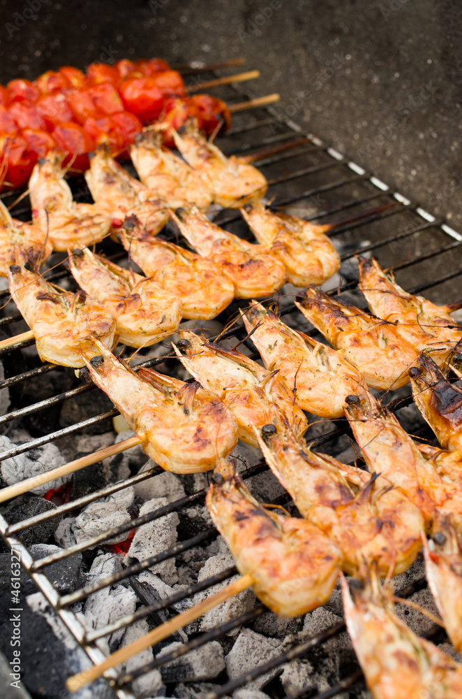 Prawns on the grill