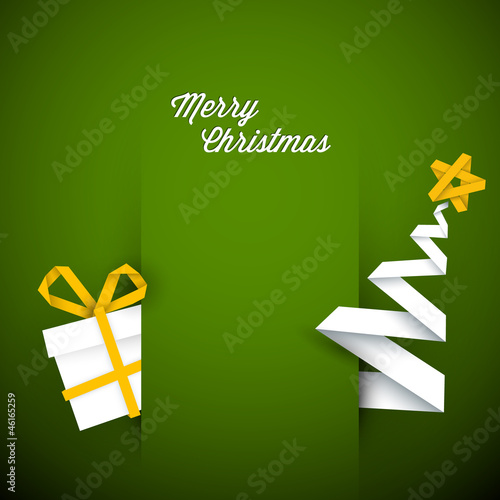 Simple vector green christmas card illustration