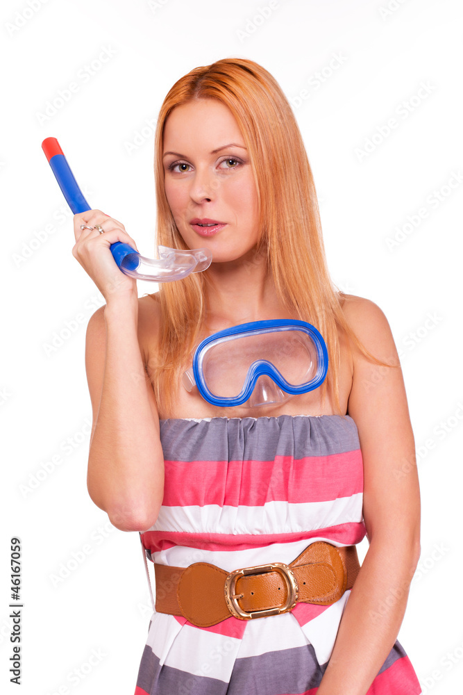 Portrait of beautiful girl posing in studio