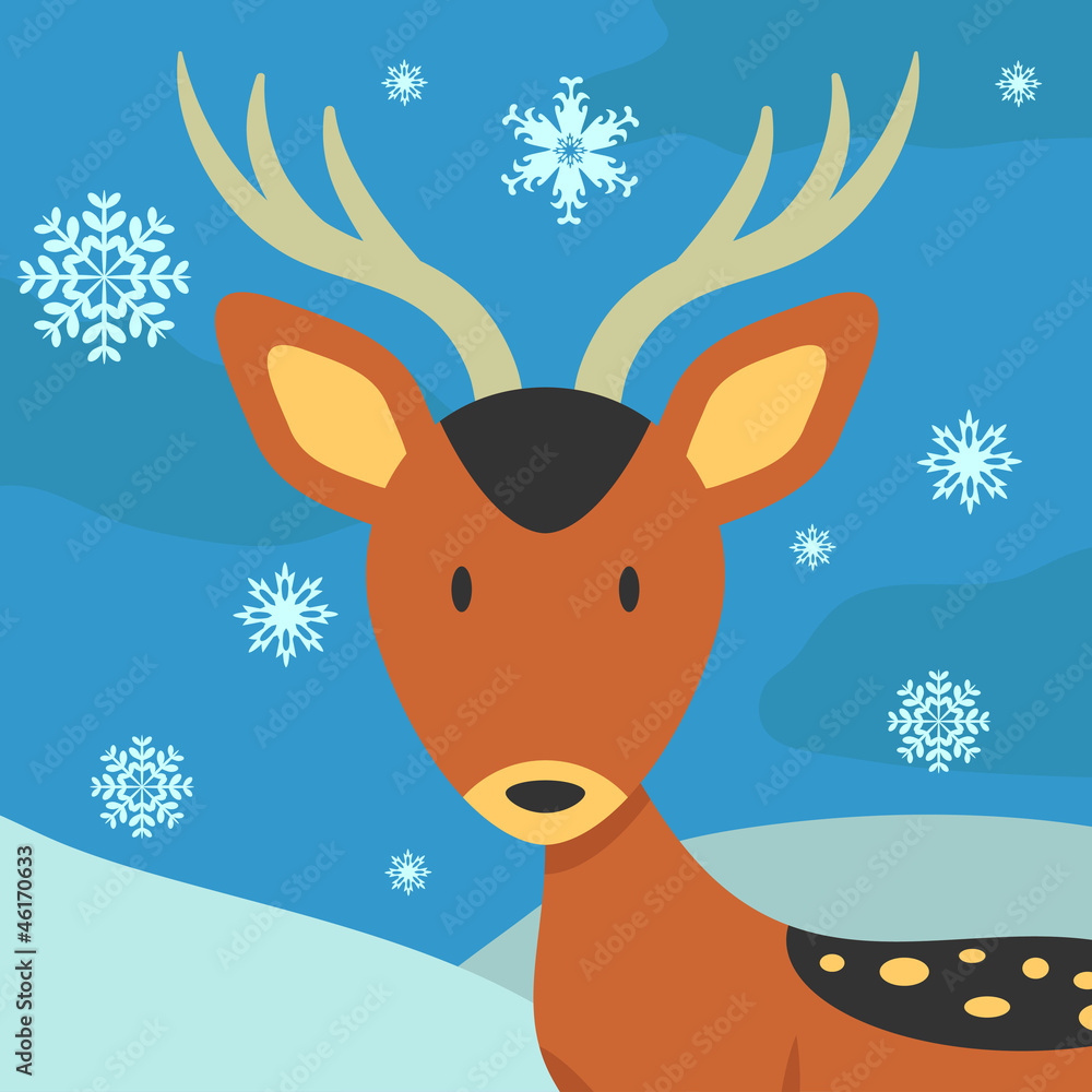 Christmas card with cute deer Christmas card with cute deer