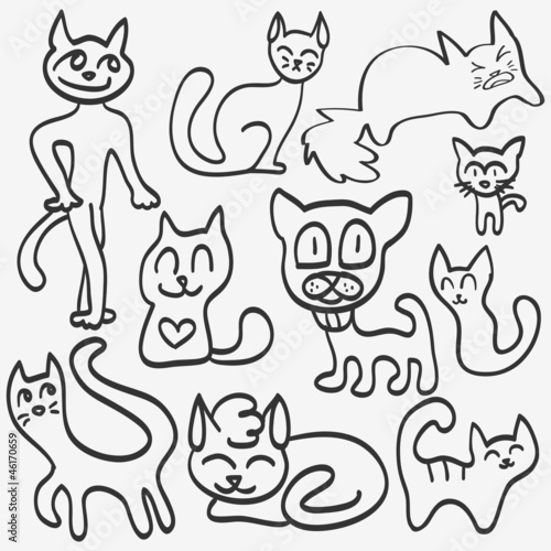 Doodle set of cats