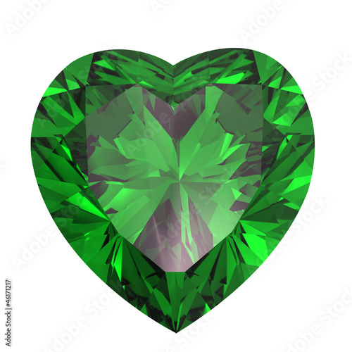 Heart shaped Diamond isolated. emerald