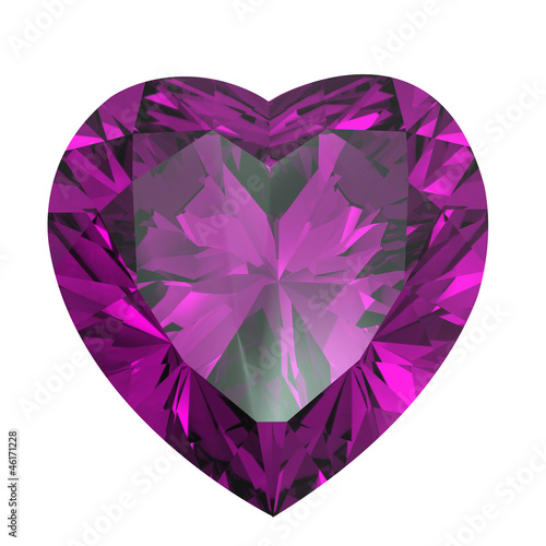 Heart shaped Diamond isolated. amethyst