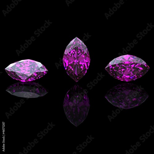 Foto Marquis amethyst. Collections of jewelry gems on black