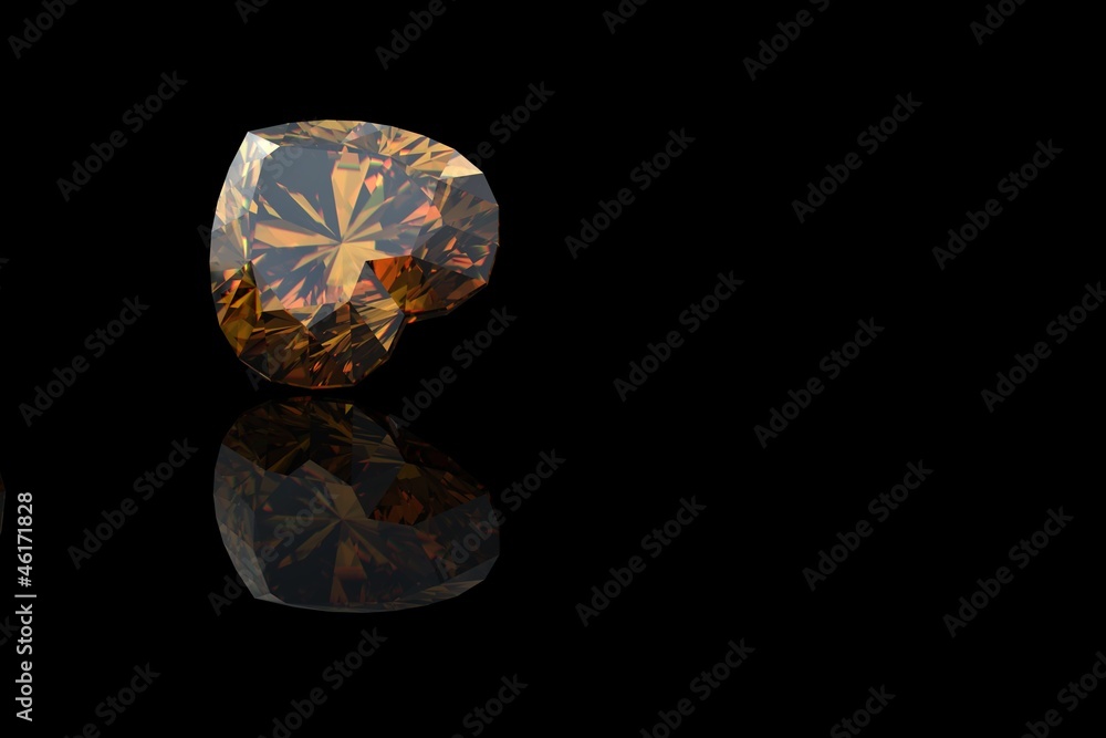 Heart shape citrine isolated. Gemstone Heart shape citrine isolated. Gemstone