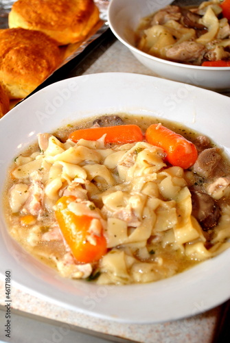 Homade Chicken Noodle Soup with Bisquits