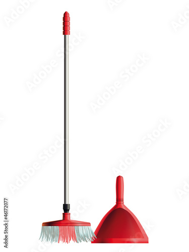 Set of broom and scoop for house cleaning. Eps10
