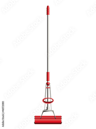 Mop with rep sponge and wringing lever. Eps10