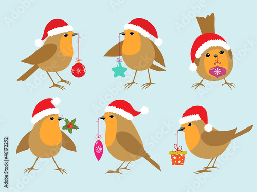 Canvastavla Christmas Robins