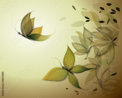 Autumn Leaves like Butterflies / Surreal sketch