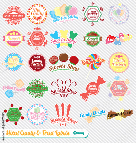 Vector Set: Vintage Mixed Candy Labels and Icons