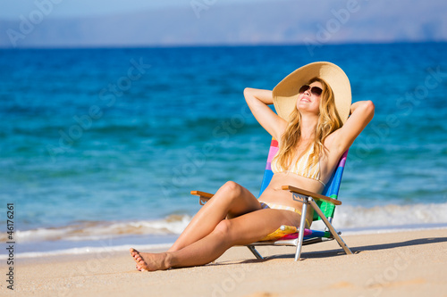 Beautiful Woman Relaxing on the Beach