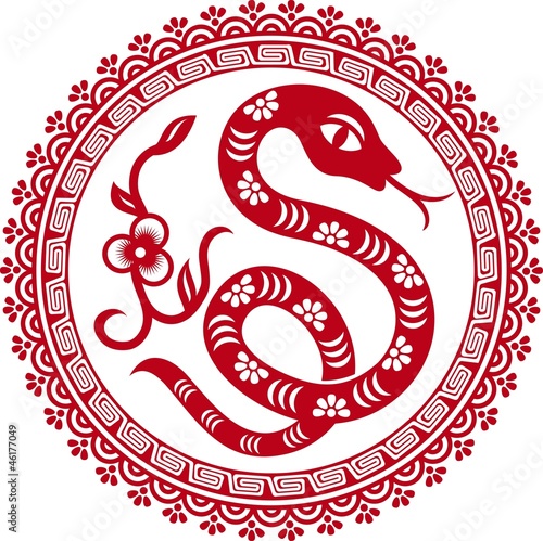 chinese paper cut snake as symbol of year 2013