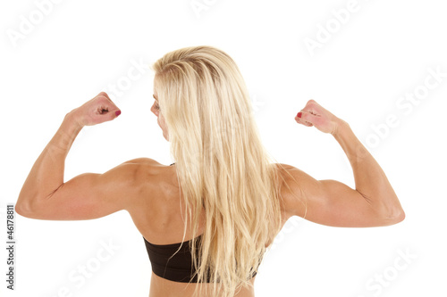 Woman back flex strong