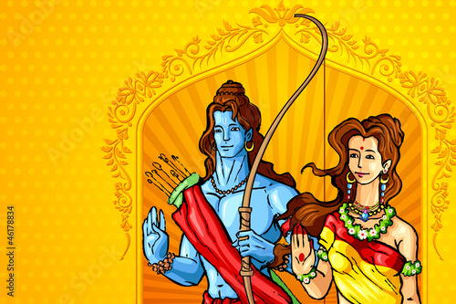 vector illustration of Lord Rama and Sita