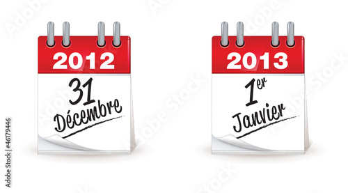 calendrier, nouvel an, 31 décembre, 1er janvier