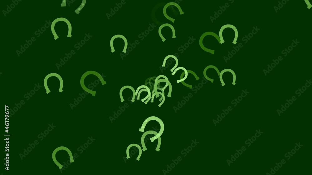 Horseshoes continuously rotate towards the screen. Horseshoes continuously rotate towards the screen.