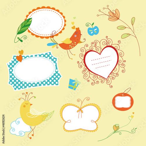 vector set: kids icon, frames and decor elements