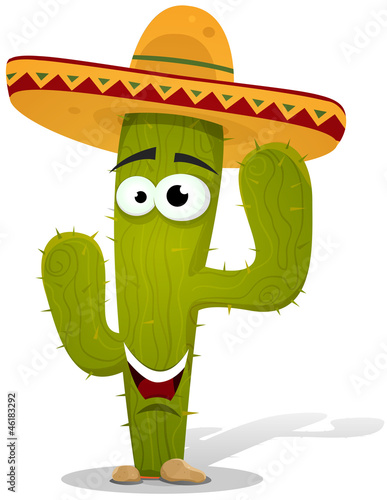 Cartoon Mexican Cactus Character