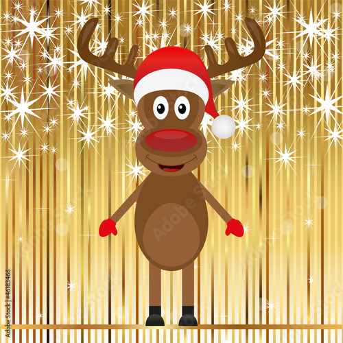 Christmas reindeer on a gold background