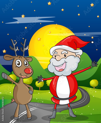 a santa claus and a reindeer
