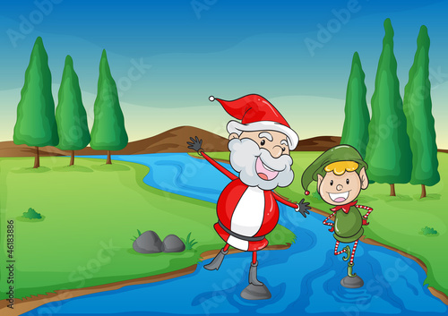 a santa claus and a boy