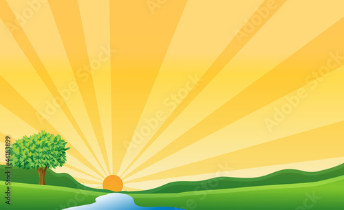 a river and a sun