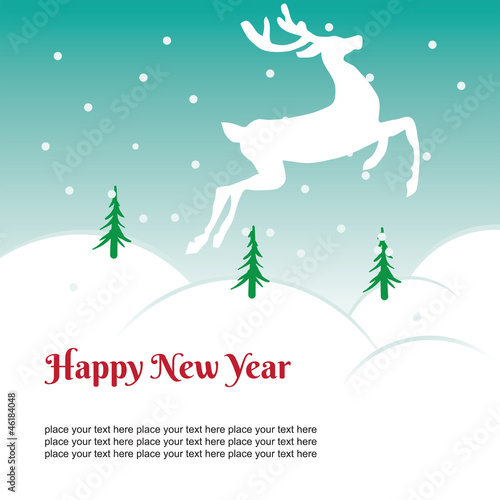 Christmas background with deer