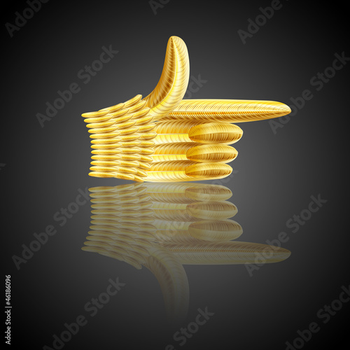 feathers hand with pointing finger