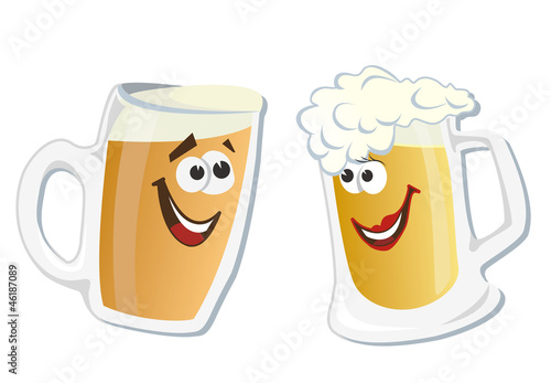 Cartoon smiling hero glass of beer