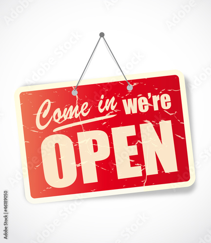 "We're open" sign