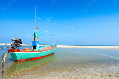 Traditional Thai fisherman boats on the beach,