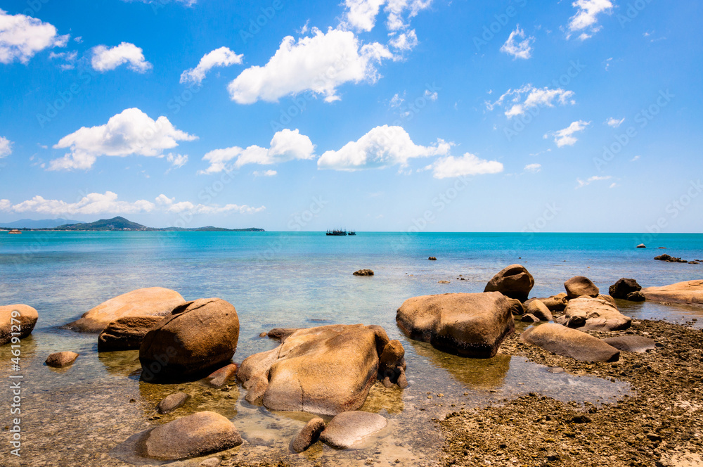 Sea, shore and stones in Koh Samui,Thailand Sea, shore and stones in Koh Samui,Thailand