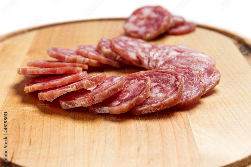 sliced salami in circle shape