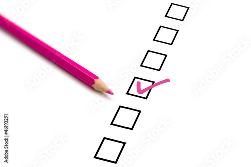 Pink colorful crayons filling survey