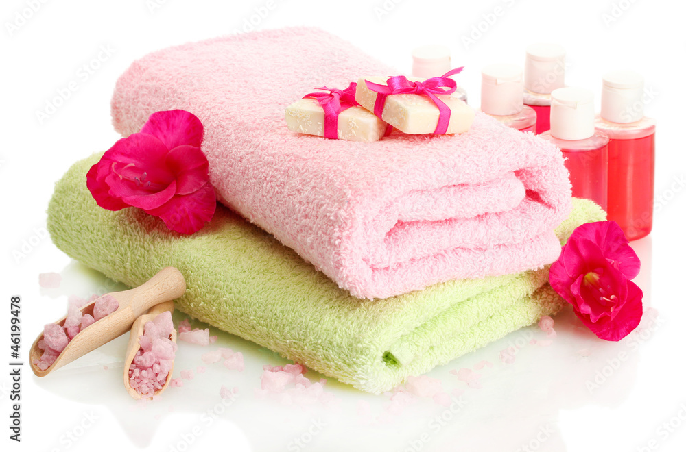beautiful spa setting, isolated on white beautiful spa setting, isolated on white