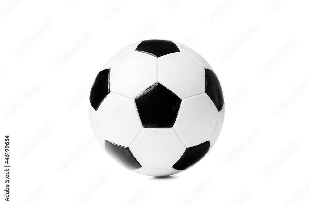 black and white soccer ball isolated on the white background wit